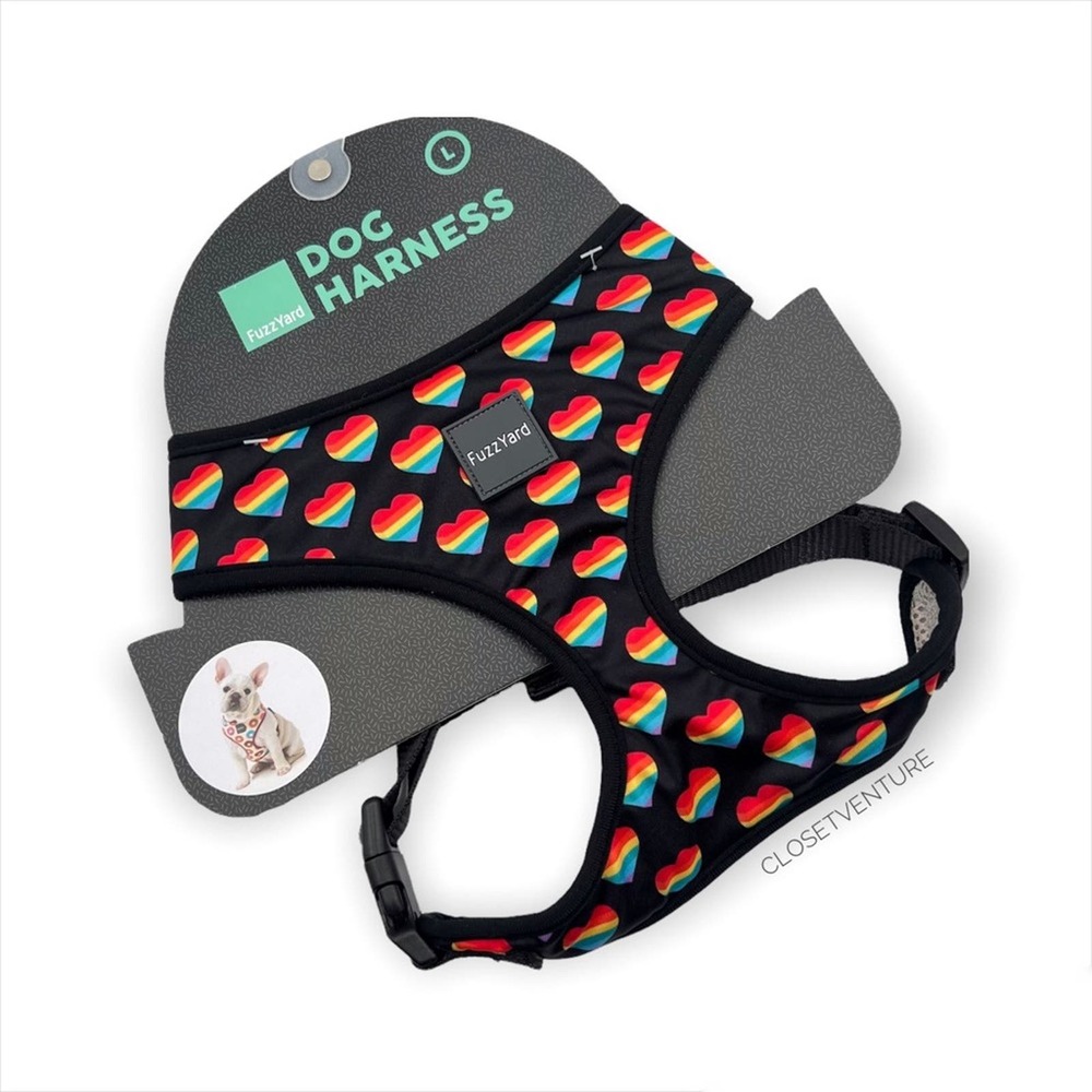 Fuzz Yard Rainbow Hearts Dog Harness Dog’s Size Large